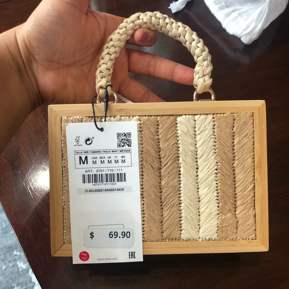 COPY - ZARA Herringbone Wooden Box Bag.